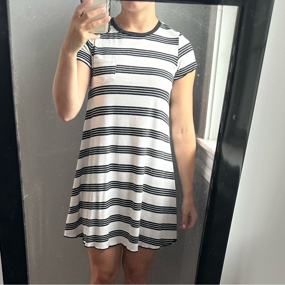 Black and white striped dress